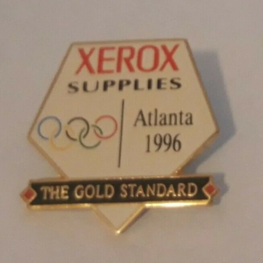 Xerox Supplies The Gold Standard Olympic Pin 1996 Atlanta Enamel Lapel Tack logo